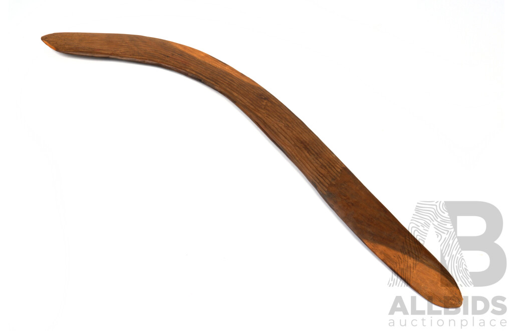 Hand Carved Vintage Mulga Wood Boomerang with Incised Decoration