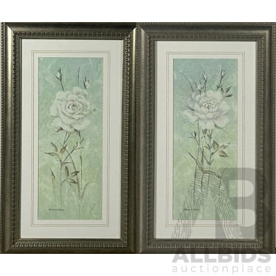 Richard a Henson, (Contemporary), Study of White Rose I and II, Pair of Framed Reproduction Colour Prints of Original, 72 x 42 cm (frame) (2)