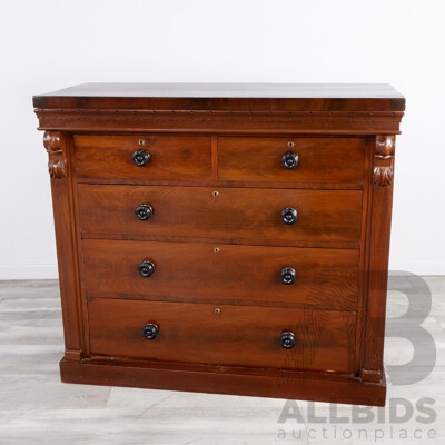 Vintage Mahogany Chest of Drawers with Carvings