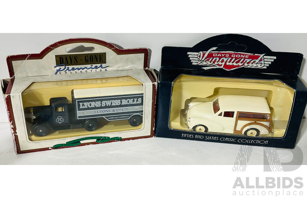 Collection of Eight Collectible Toy Cars in Original Packaging Including Ledo Models of Days Gone, Matchbox and the Rolls Royce and Bentley Collections