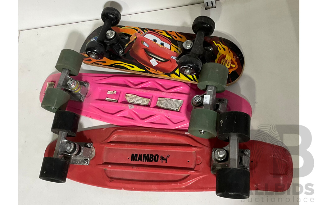Three Skateboards - Mambo, Urban X and Disney Cars