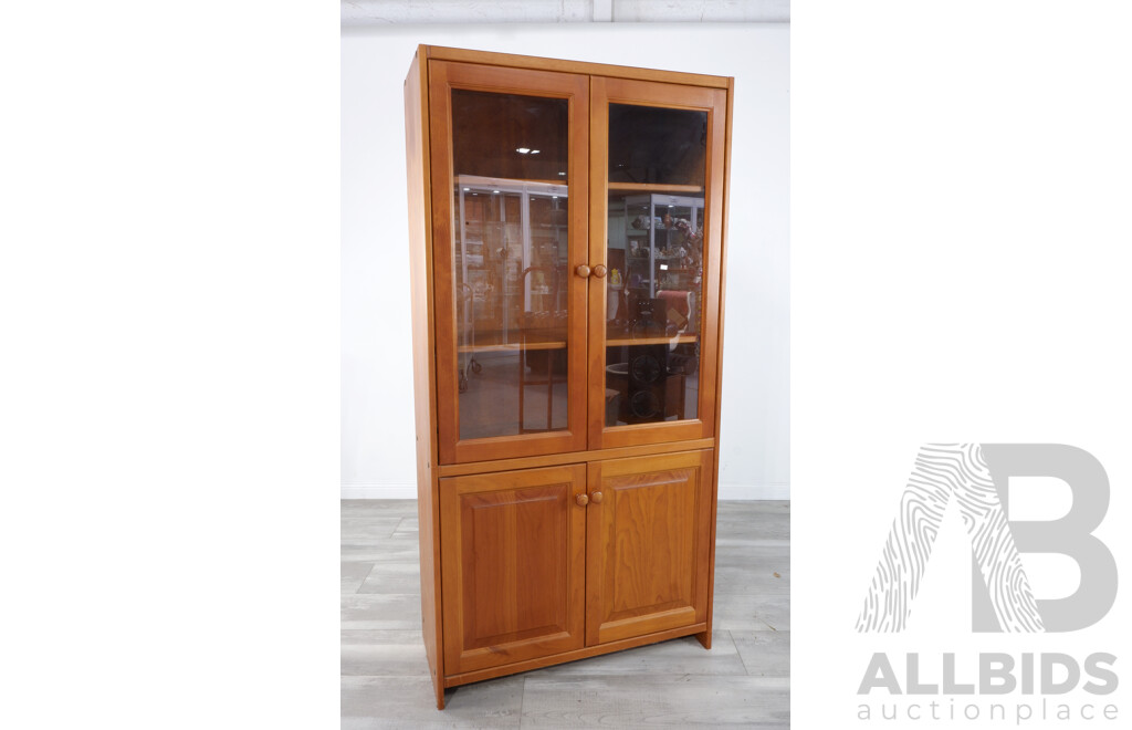Pine Glass Front Display Cabinet