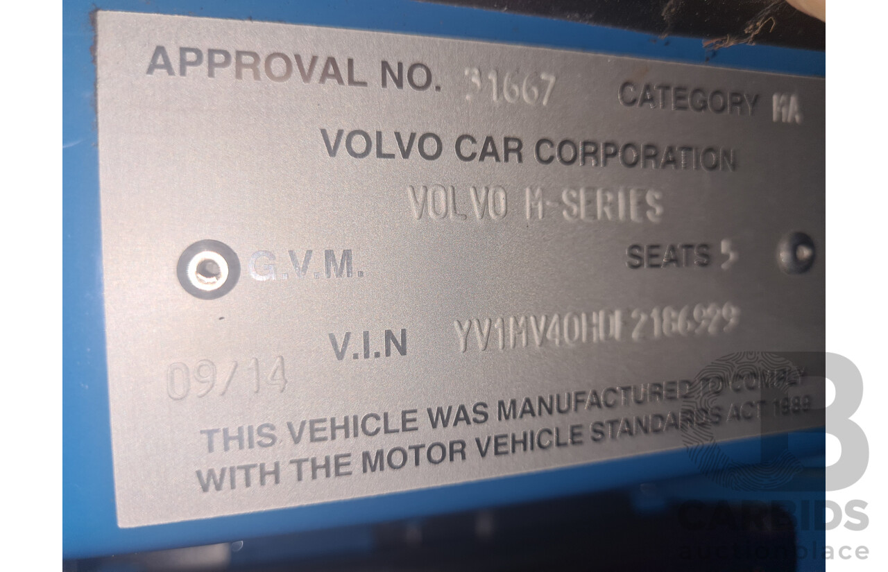 9/2014 Volvo V40 T5 R-Design M MY15 5d Hatchback Rebel Blue Turbo 2.0L
