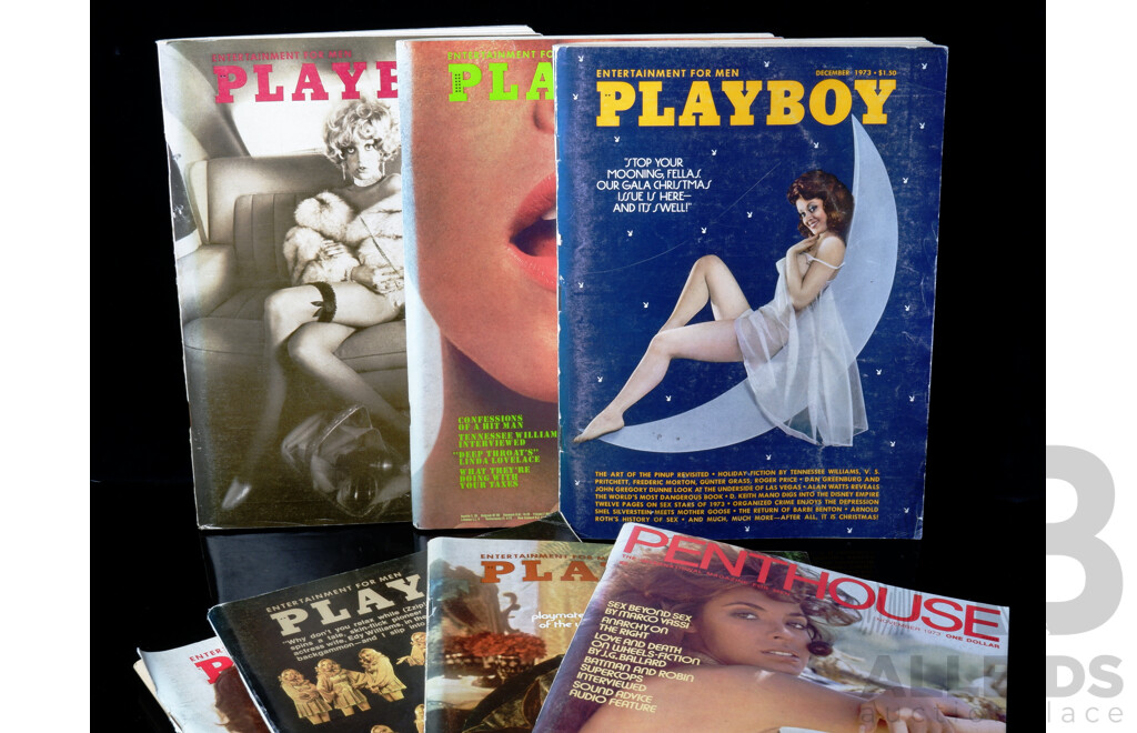 Collection Seven Vintage 1973 American Playboy Magazines