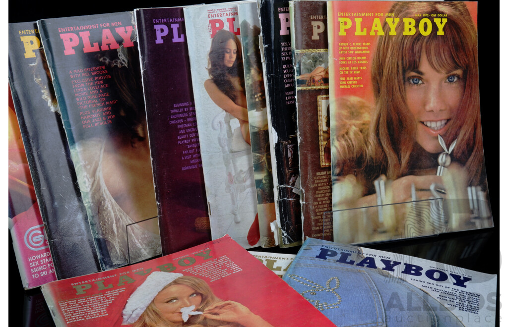 Collection Twelve Vintage 1970s American Playboy Magazines