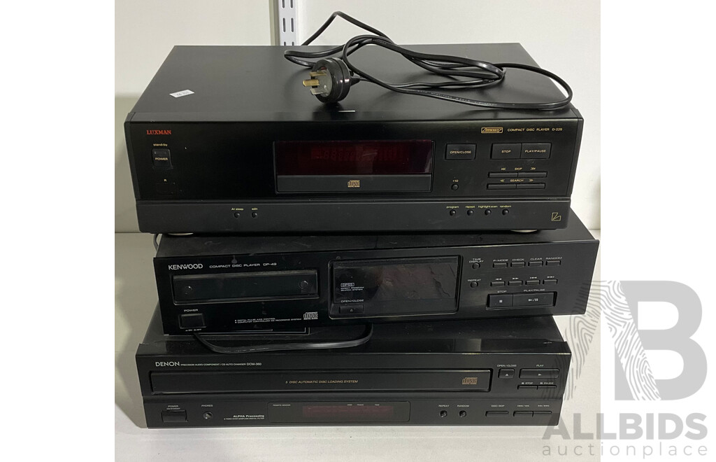 Luxman CD Player, Kenwood CD Player and Denton CD Auto Changer Player