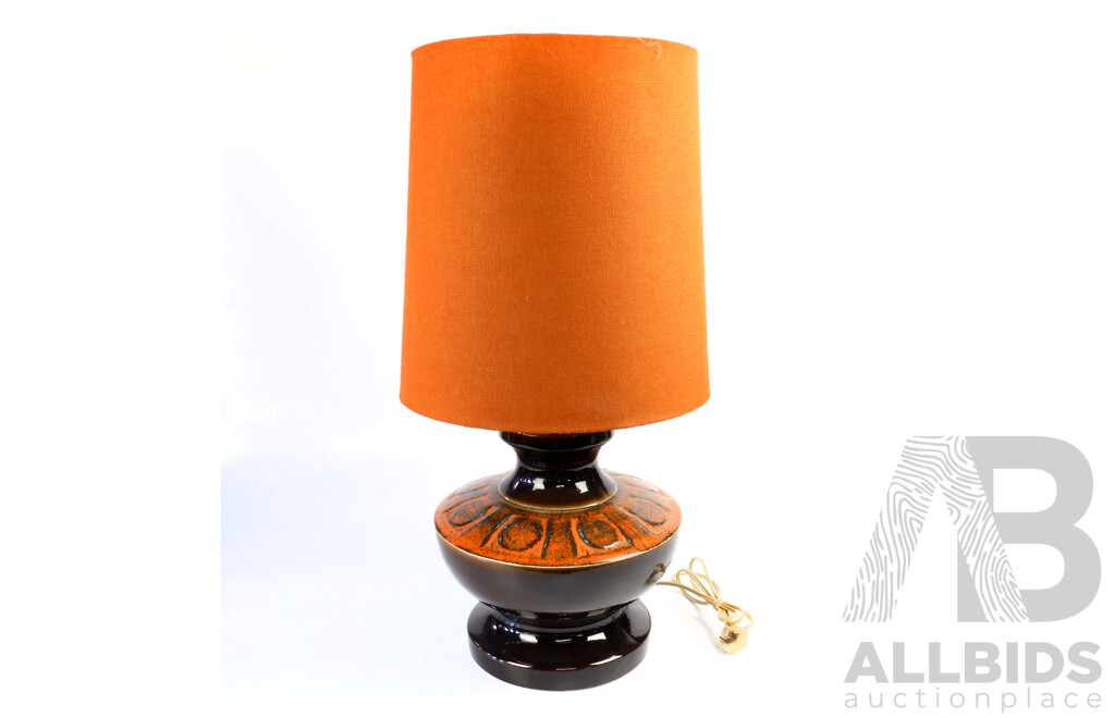 Very Funky West German Style Orange Mid Century Table Lamp