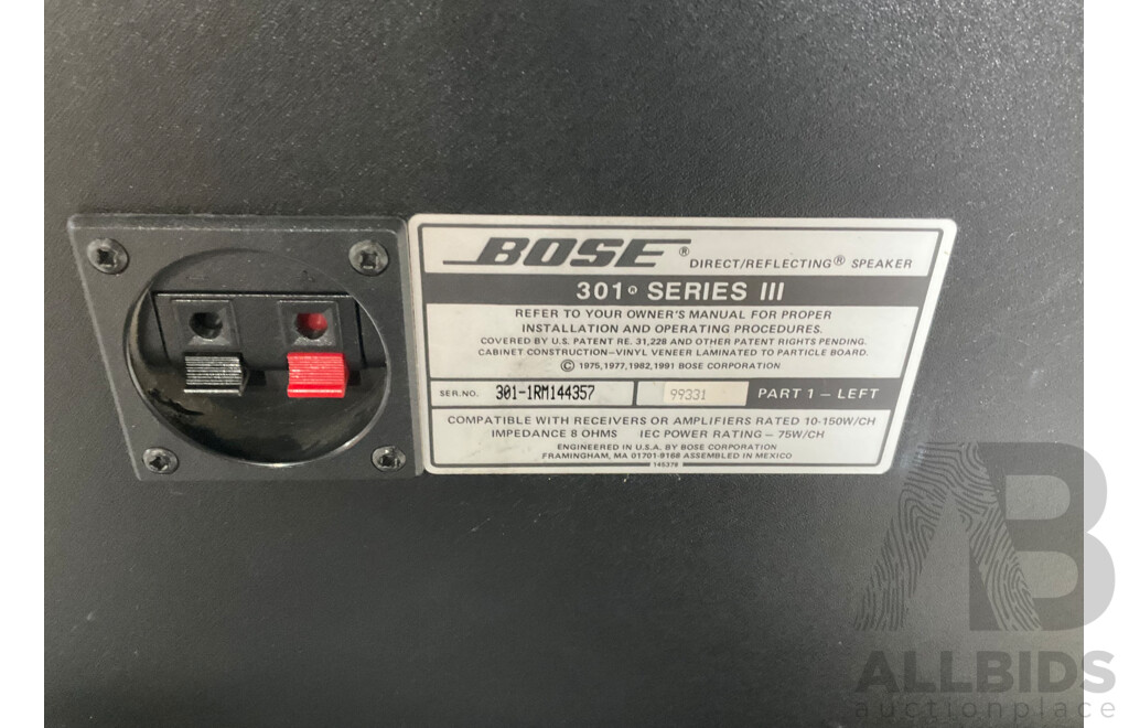 Pair of Bose Direct/Reflecting Speakers 301 Series III
