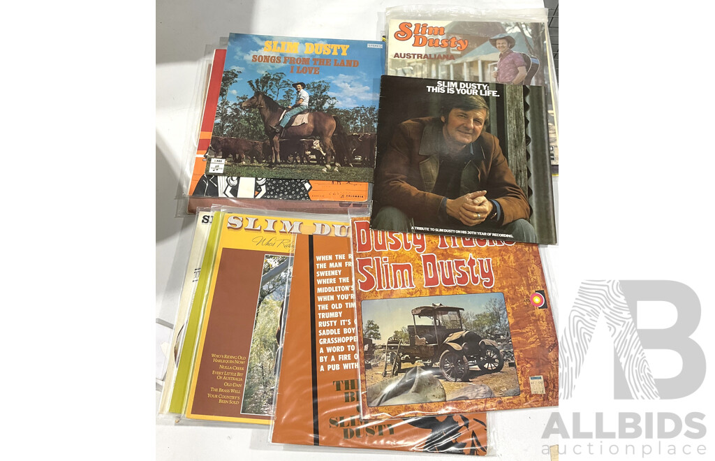 Collection Approx 12 Slim Dusty Vinyl LP Records Including Signed Australiana Example and More