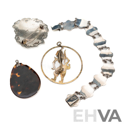 Vintage Siam Silver Jewellery Collection Including Brooch, Pendants and Bracelet