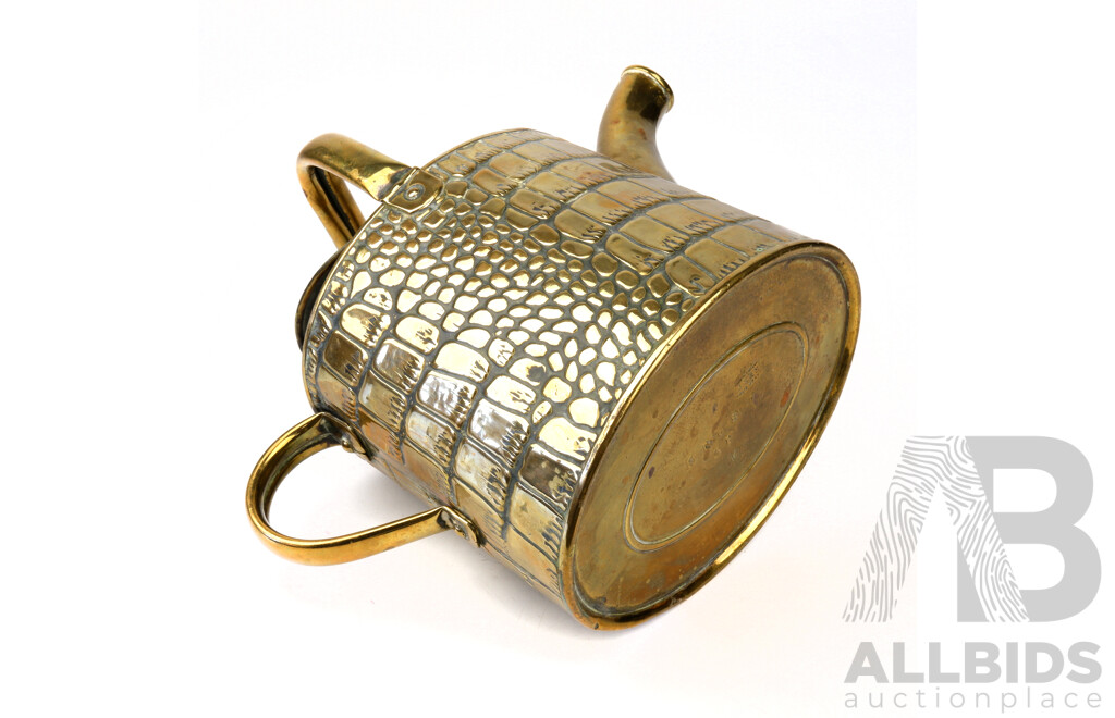 Antique Art Nouveau Brass Joseph Sankey & Sons Alligator Skin Finish Watering Can