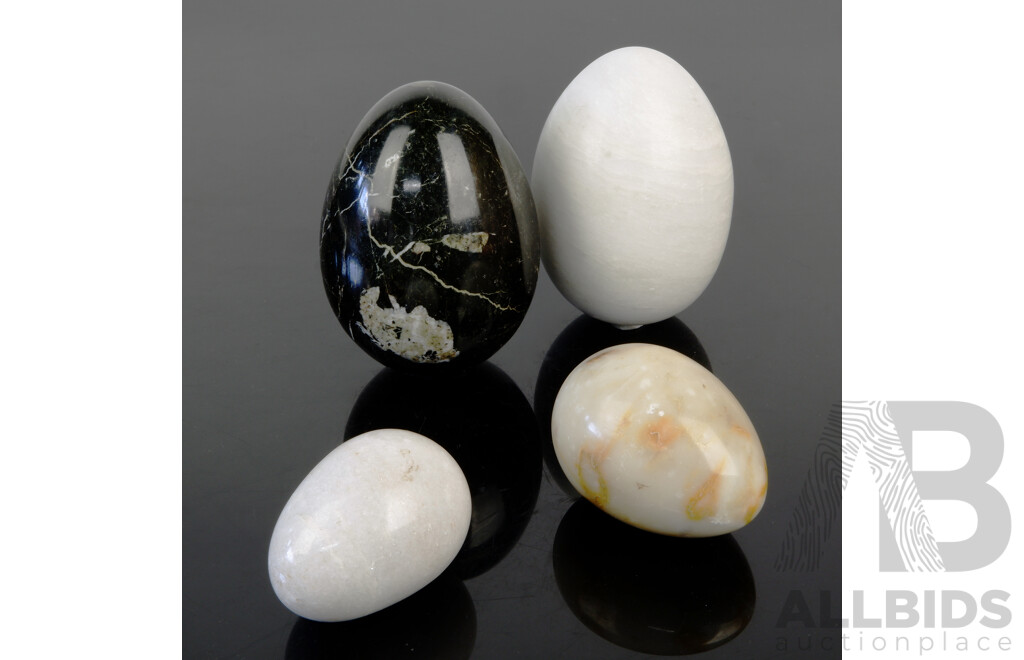 Collection Four Polished Semi Precious Stone Eggs