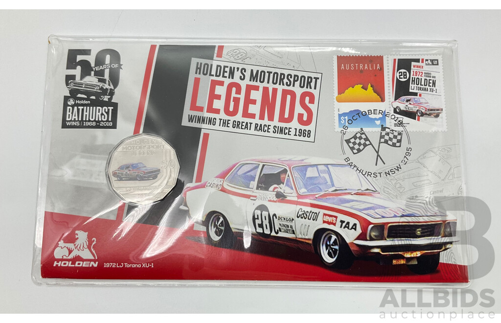 Australian Limited Edition Postal and Numismatic Cover 2018 Holden Motorsport Legends, 1972 LJ Holden Torana XU1