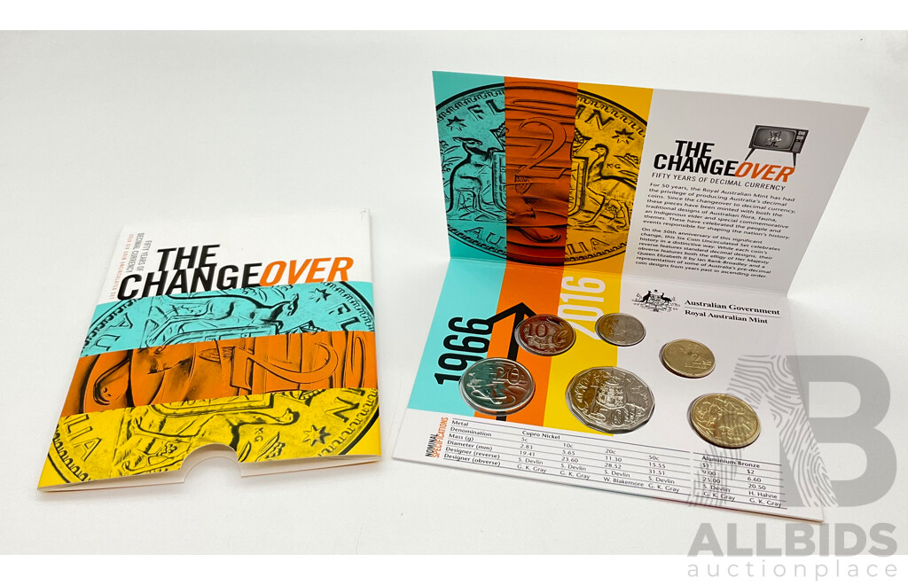 Australian 2016 'the Changeover' Fifty Years of Decimal Currency UNC Six Coin Set