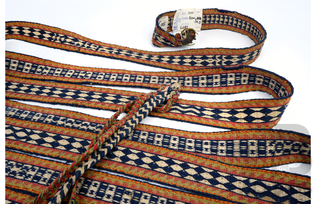 Rare Vintage Long Hand Woven Wool Persian Lori Tribal Internal Tent Band