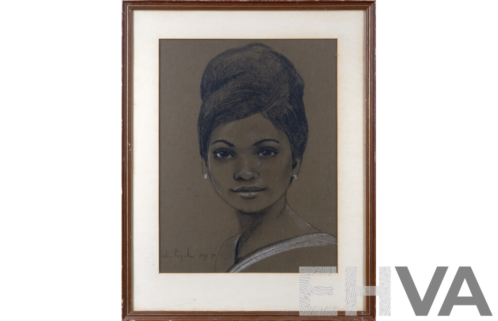 John Poynton, Portrait of a Fijian Woman 1971, 30 X 22 Cm