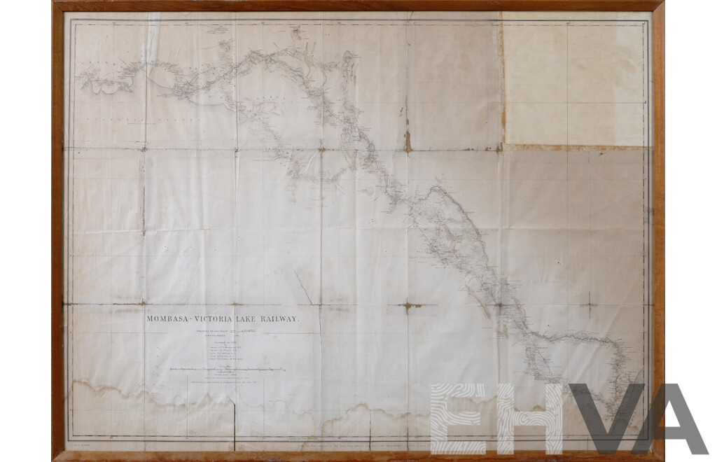 Vintage Map of Mombasa - Victoria Lake Railway, From The Map Published by Royal Geographical Society In Geographical Journal August 1893, 66 x 87 cm (frame)