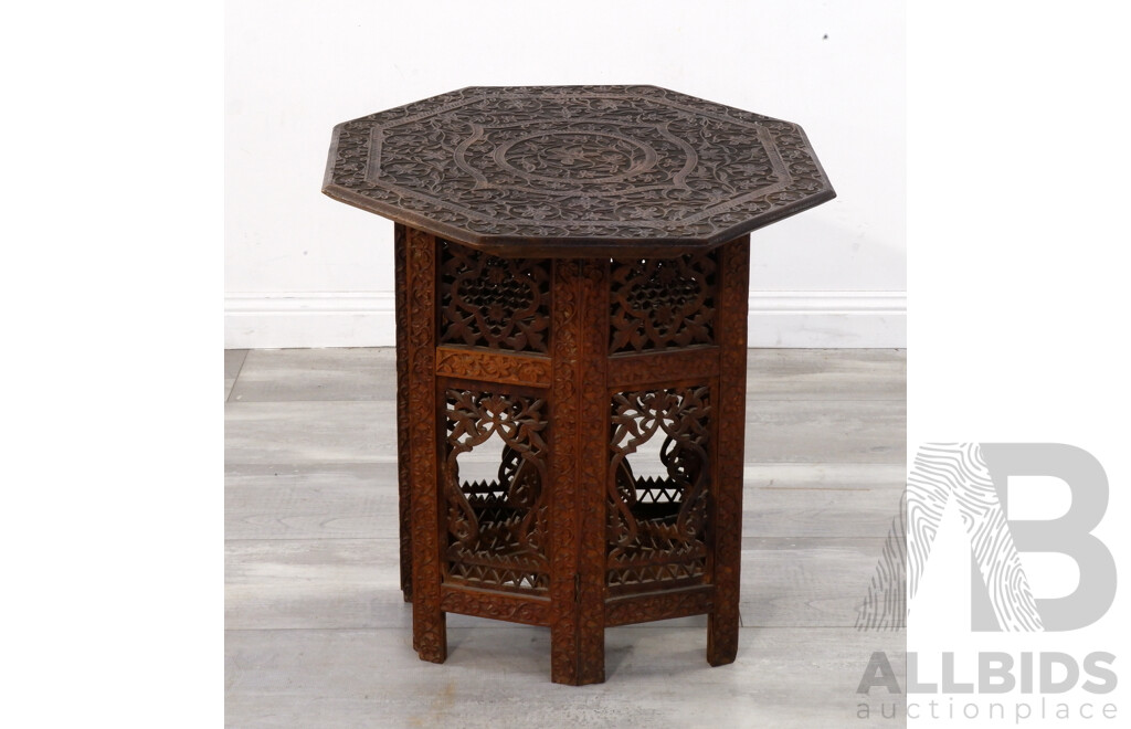 Heavily Carved Central Asian Occasional Table