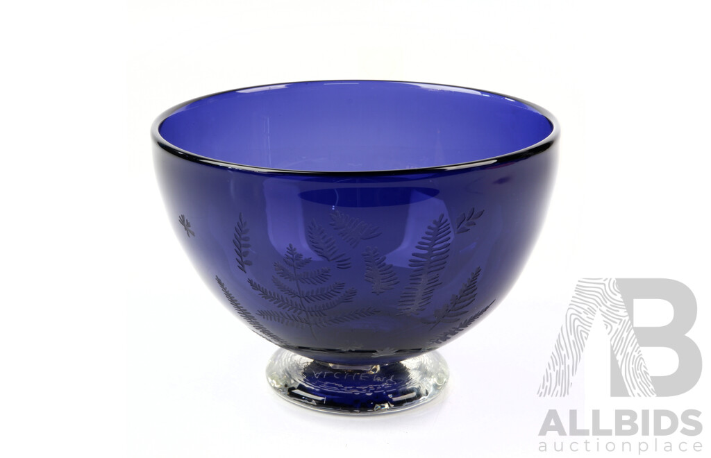 Alchemy Amethyst Art Glass Footed Bowl, Signed by Miki Kubo