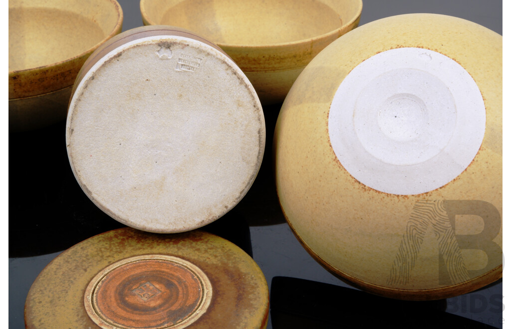 Vintage Set Four Bowls and Lidded Sugar Bowl by Derik Smith, Blackfriars Pottery