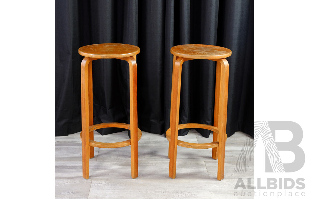 Pair of Alvar Aalto Style Bentwood Stools