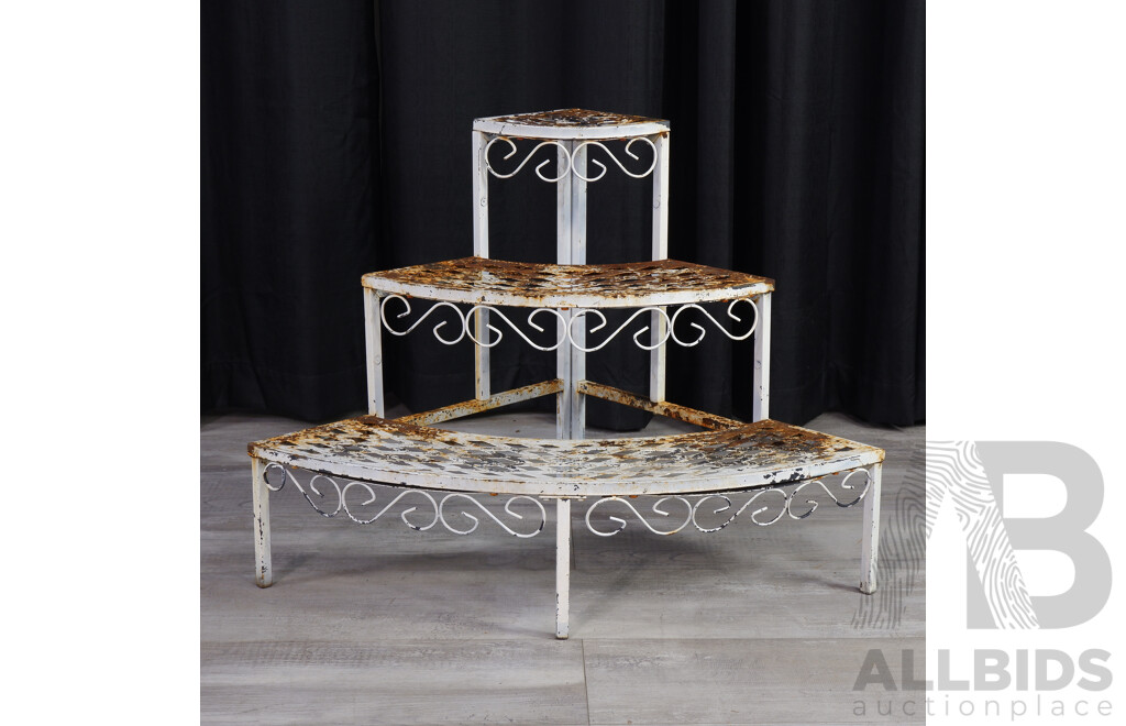 Stepped Metal Three Tier Corner Plant Stand