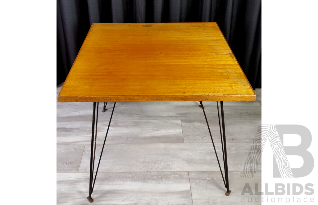 Ply Top Works Table on Metal Hair Pin Legs