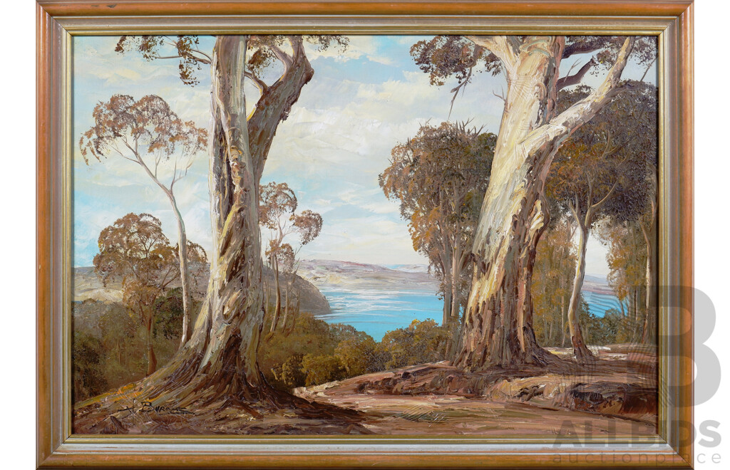 H. Burns (Australian, 20th Century), Untitled (View Towards the Bay), Oil on Board
