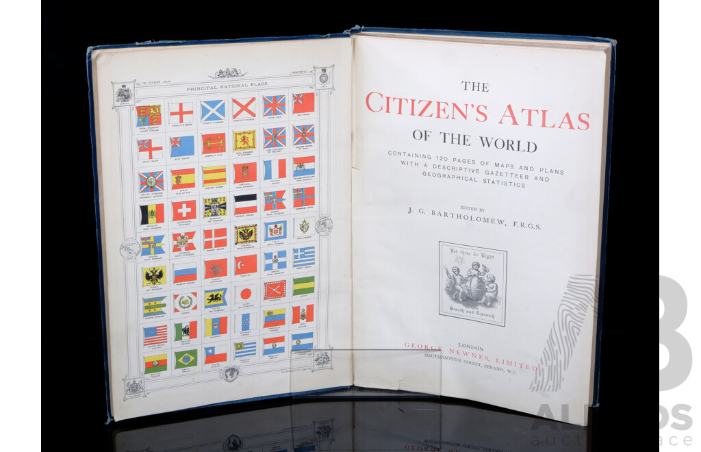 The Citizens Atlas of the World, J Bartholomew, 1898, Hardcover