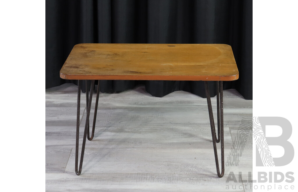 Small Timber Top Side Table with Hairpin Legs