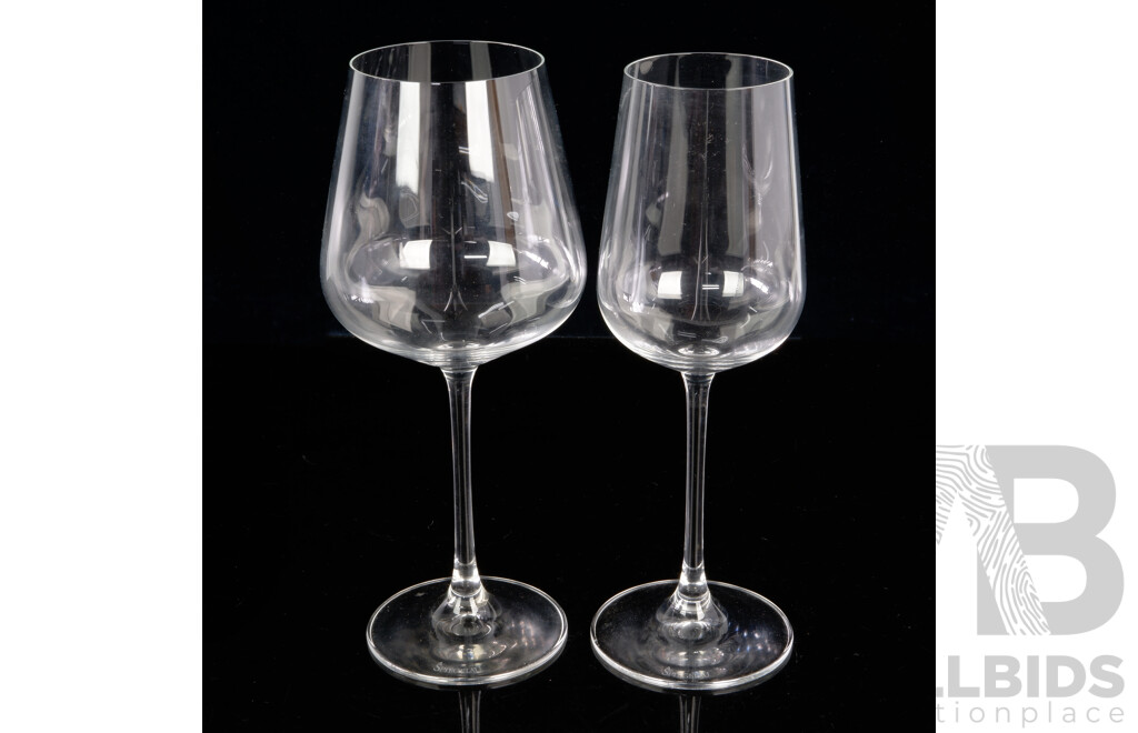 Set Four Spiegelau Red Wine Glasses Along with Two Smaller Examples