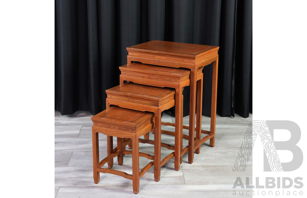 Nest of Four Chinese Hardwood Side Tables