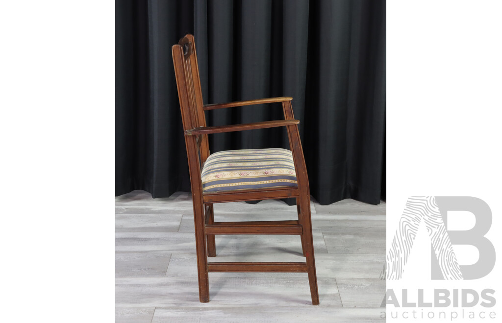 Vintage Cedar Carver with Upholstered Seat