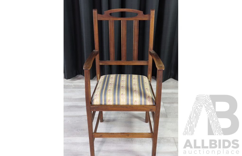 Vintage Cedar Carver with Upholstered Seat