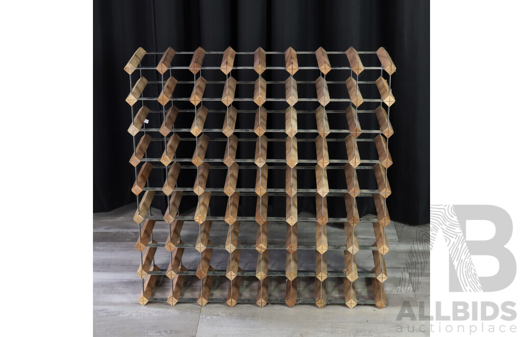 Timber and Metal Wine Rack for 72 Bottles