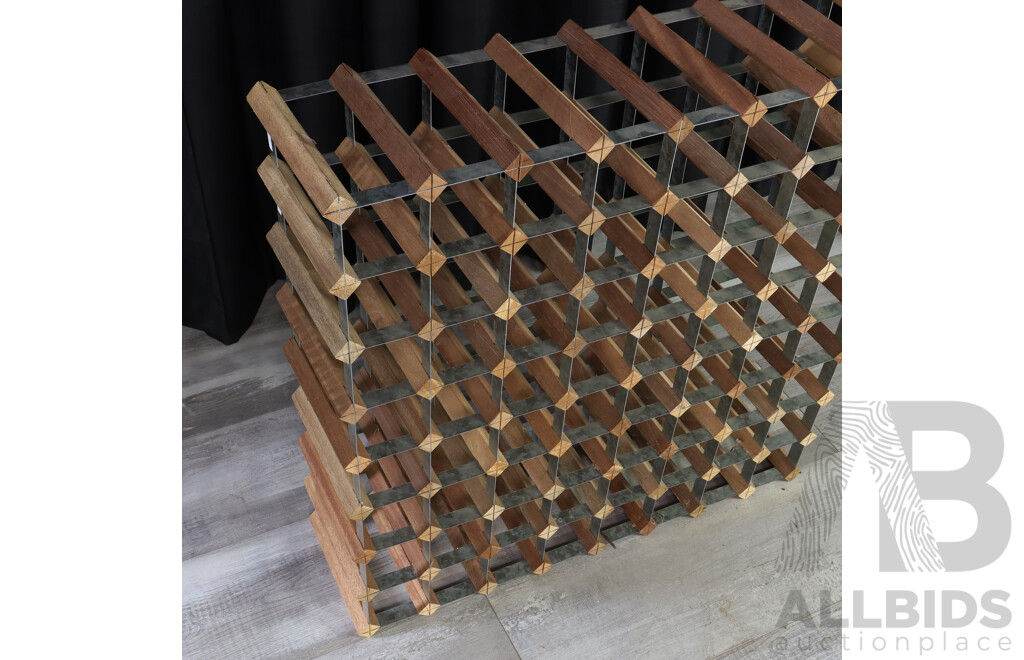 Timber and Metal Wine Rack for 72 Bottles