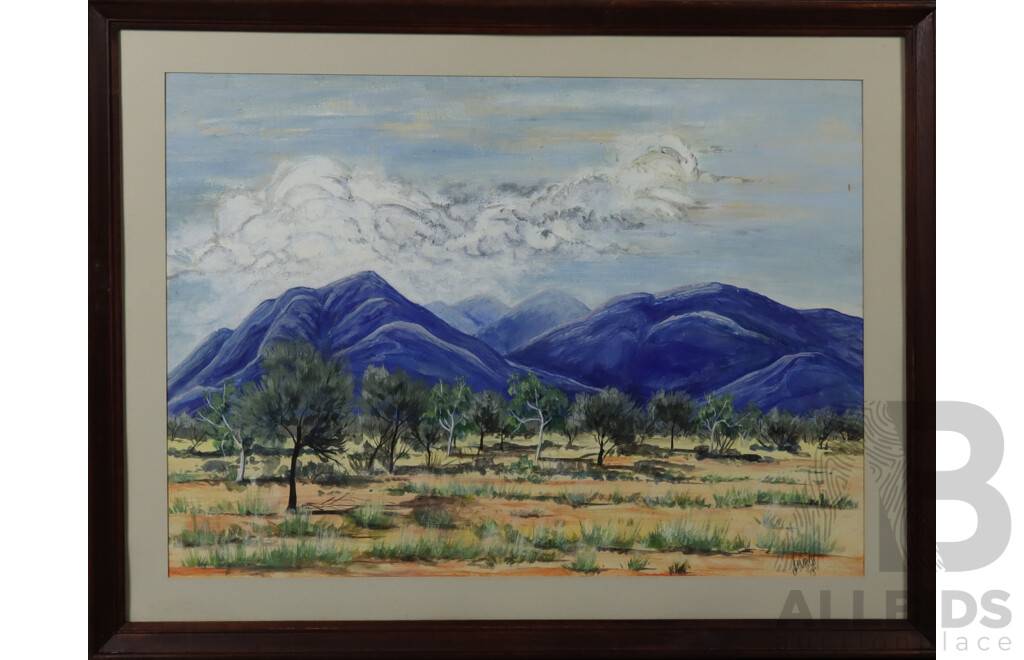 J. Church, (Australian, Working c1970s), Rolling Clouds Over Bush Mountains, Watercolour and Mixed Media, 68 x 89 cm (frame)