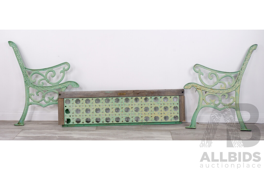 Vintage 'Heritage Collection' Cast Iron Garden Bench Ends and Back for Restoration