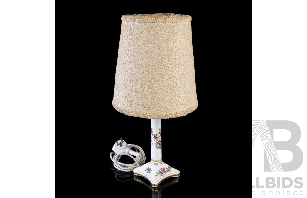 Vintage English Coalport Candle Stick Based Table Lamp with Shade