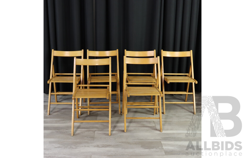 Set of Six Folding Outdoor Timber Chairs