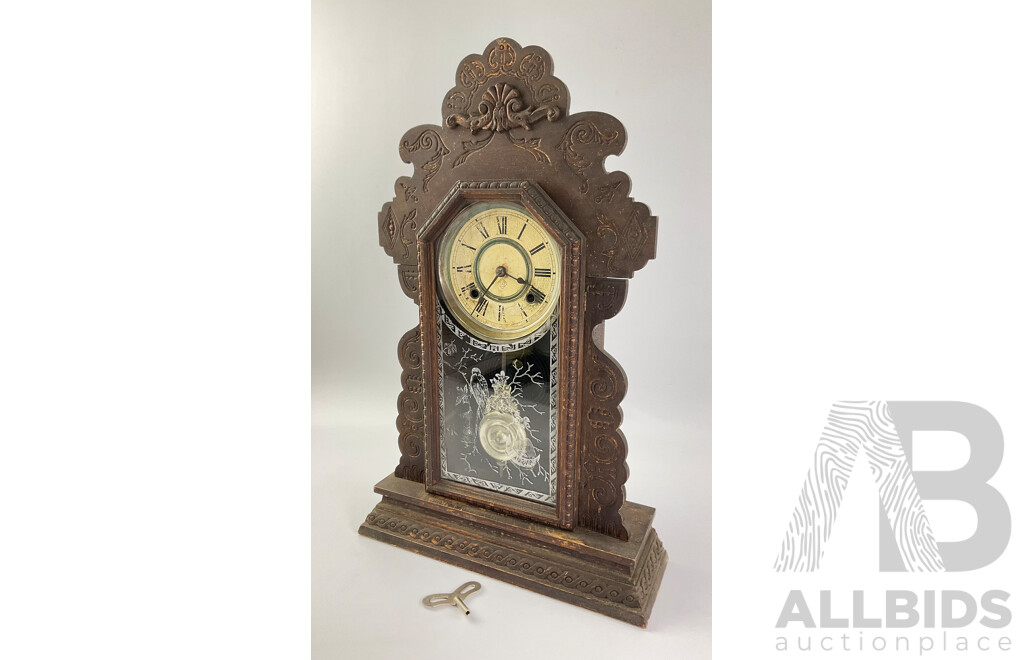 Antique Ansonia Clock Co Gingerbread Chiming Mantel Clock, Made in USA