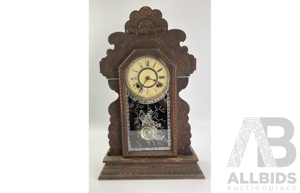 Antique Ansonia Clock Co Gingerbread Chiming Mantel Clock, Made in USA