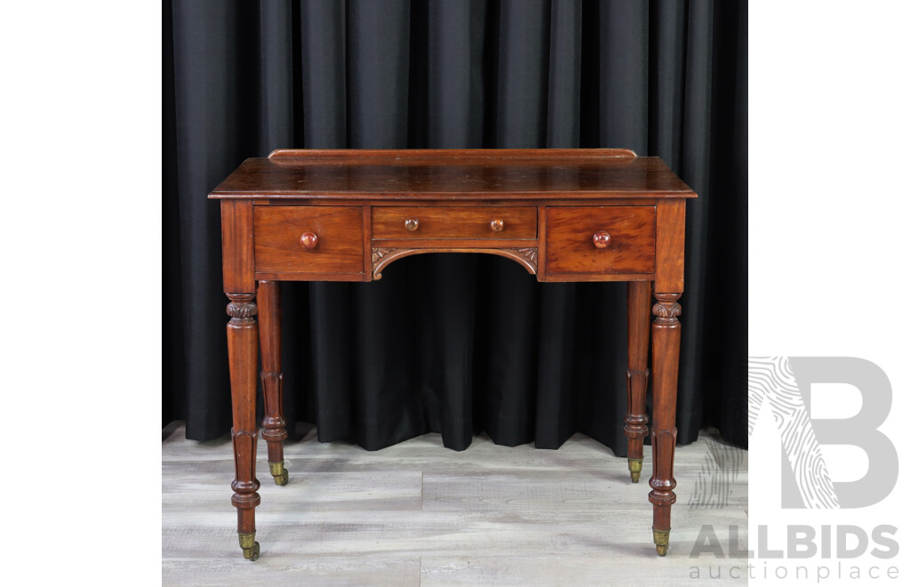 Victorian Mahogany Elevated Three Draw Ladies Desk