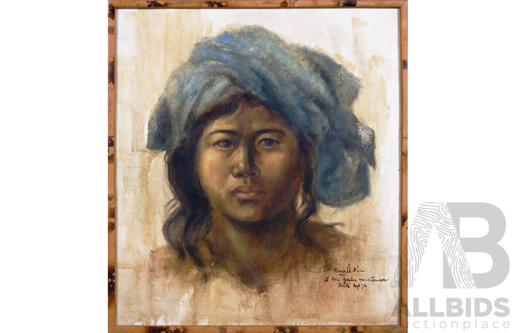 20th Century Indonesian School, Young Girl - Bali 1974, Oil on Canvas