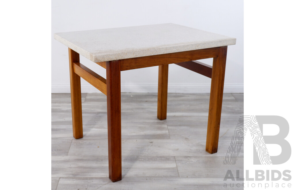 Vintage Blackwood Table with Stone Top