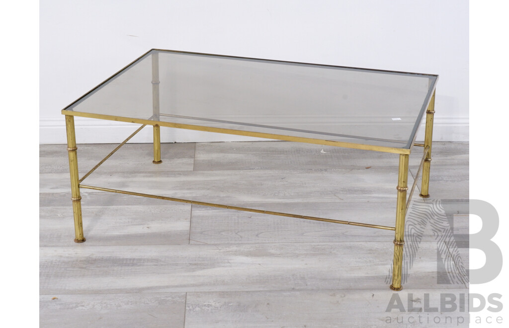 Vintage Hollywood Regency Brass Bamboo Table