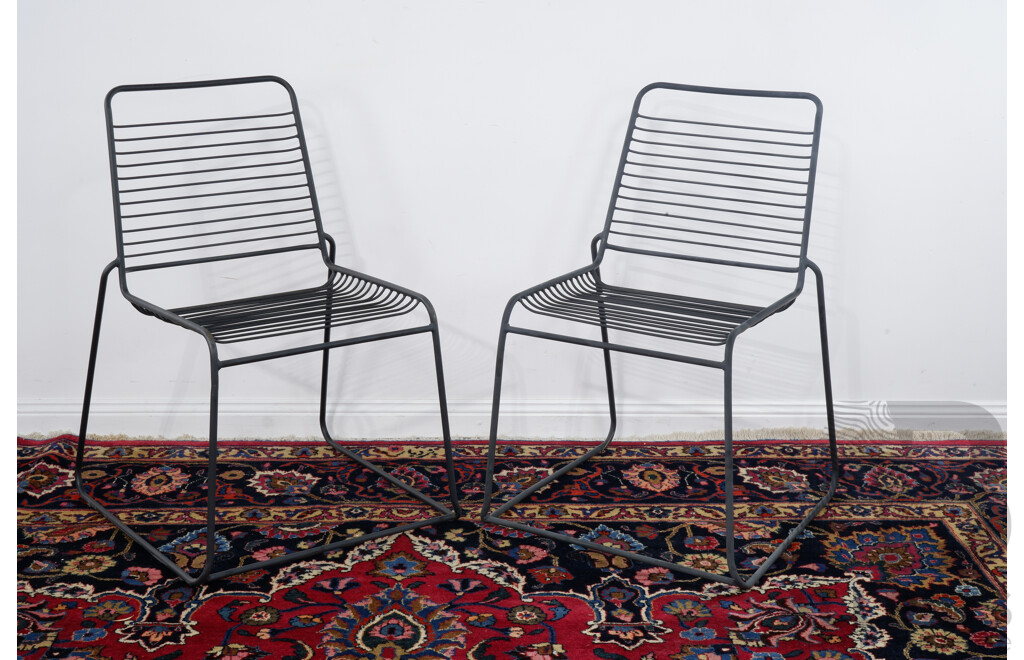 Pair of Metal Ladder Back Dining Chairs