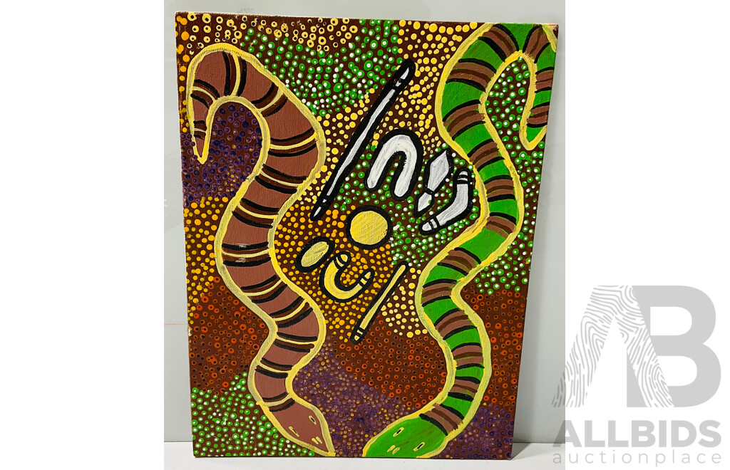 Barbara Nipper, Kunia (Snake) Tjurkurpa Uluru 2006, Acrylic on Canvasboard