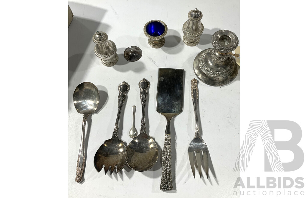 Collection Vintage Silver Plate Including Matching S & P Shakers & Salt Celler and More