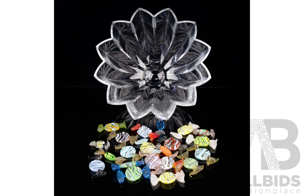 Star Form Crystal Bowl with Collection Murano Glass Sweets